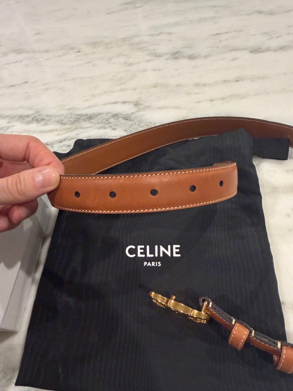 Celine Triomphe Belt 25mm Natural Calfskin. Size 75mm. With dust bag and box. - Picture 4 of 5